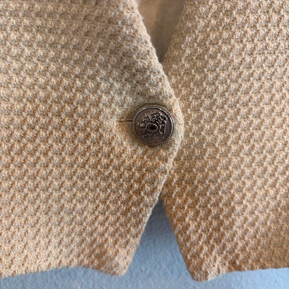 Zara Textured Cropped Waistcoat Vest Womens Medium Yellow Tweed Preppy Academia - Picture 2 of 4